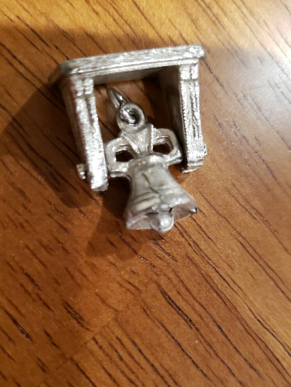 Silver Liberty Bell Charm Pendant - Vintage New - Picture 5 of 6